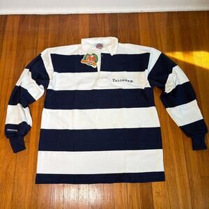 New Barbarian Talisker Navy and Cream Striped Rugby Shirt XL